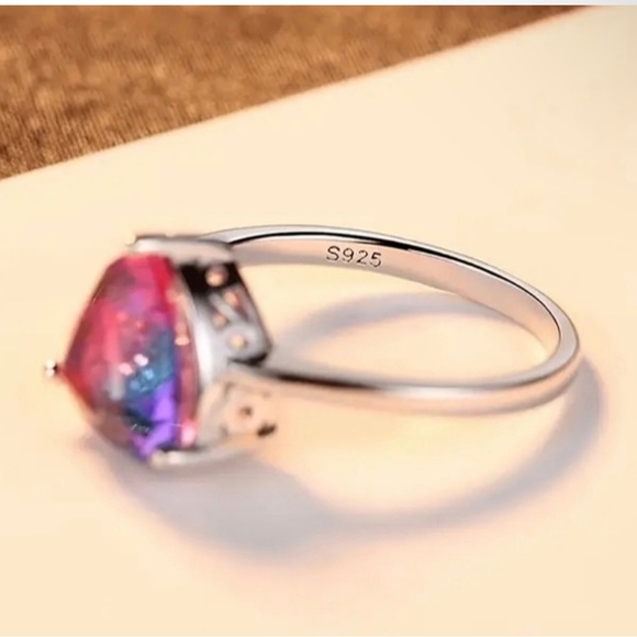 Solid Sterling Silver 925 Mystic Tourmaline Ring - Picture 4 of 9